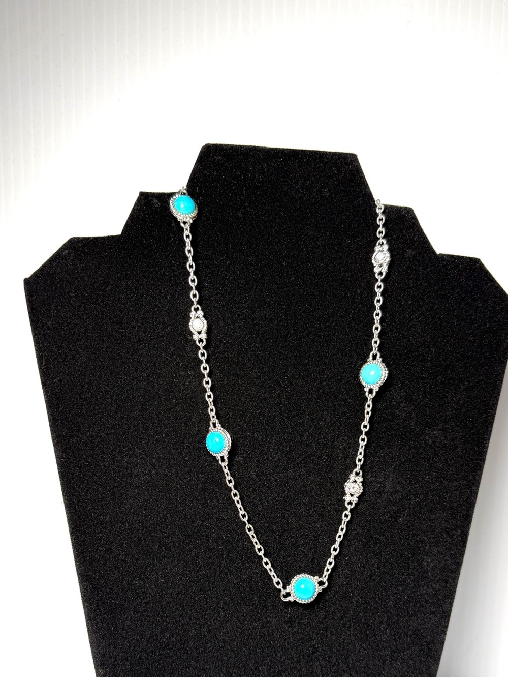 Judith Ripka Silver Necklace with Turquoise Accents